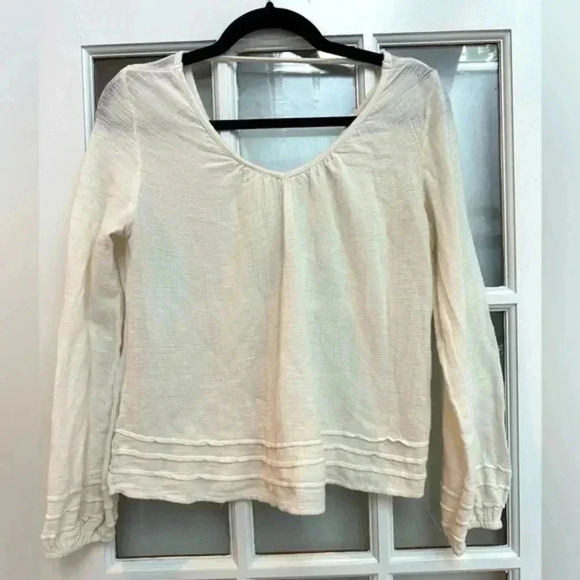 Billabong Tops - Billabong Cream Long Sleeve Cotton Coastal Beach Bohemian Vibes Blouse Size S